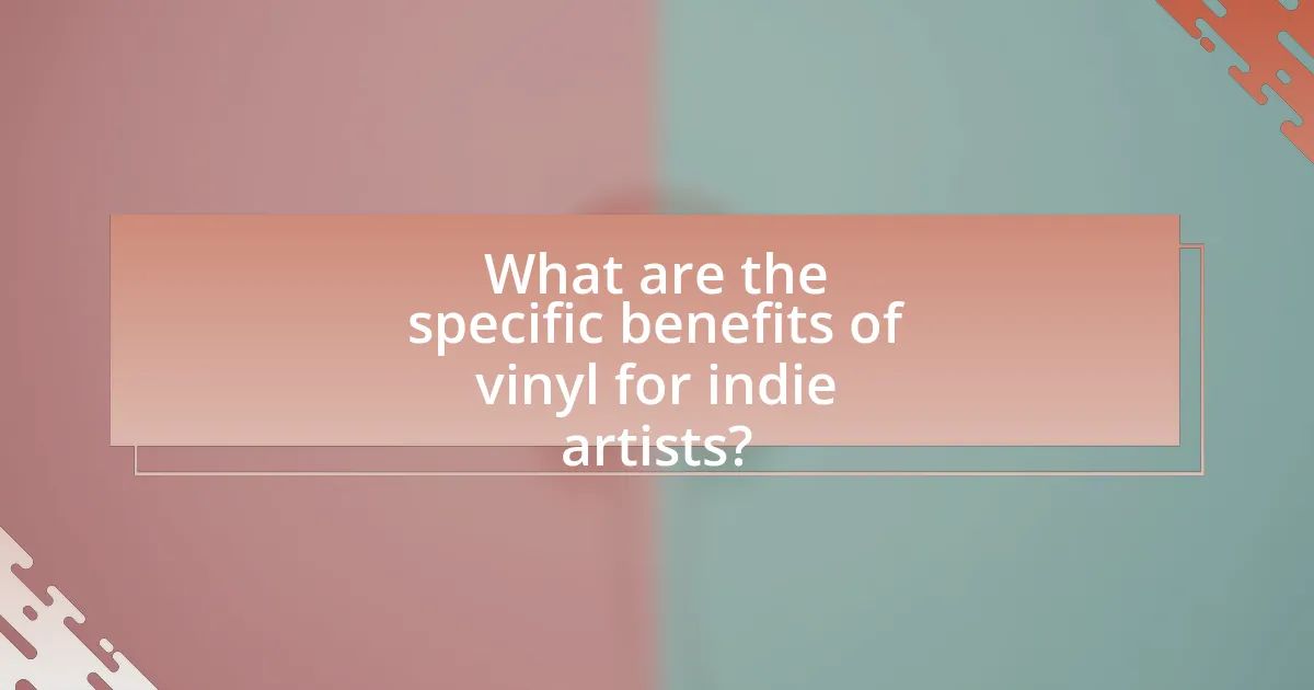 What are the specific benefits of vinyl for indie artists?