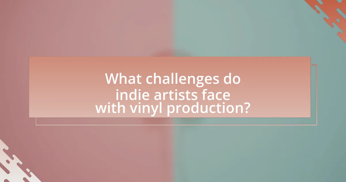 What challenges do indie artists face with vinyl production?