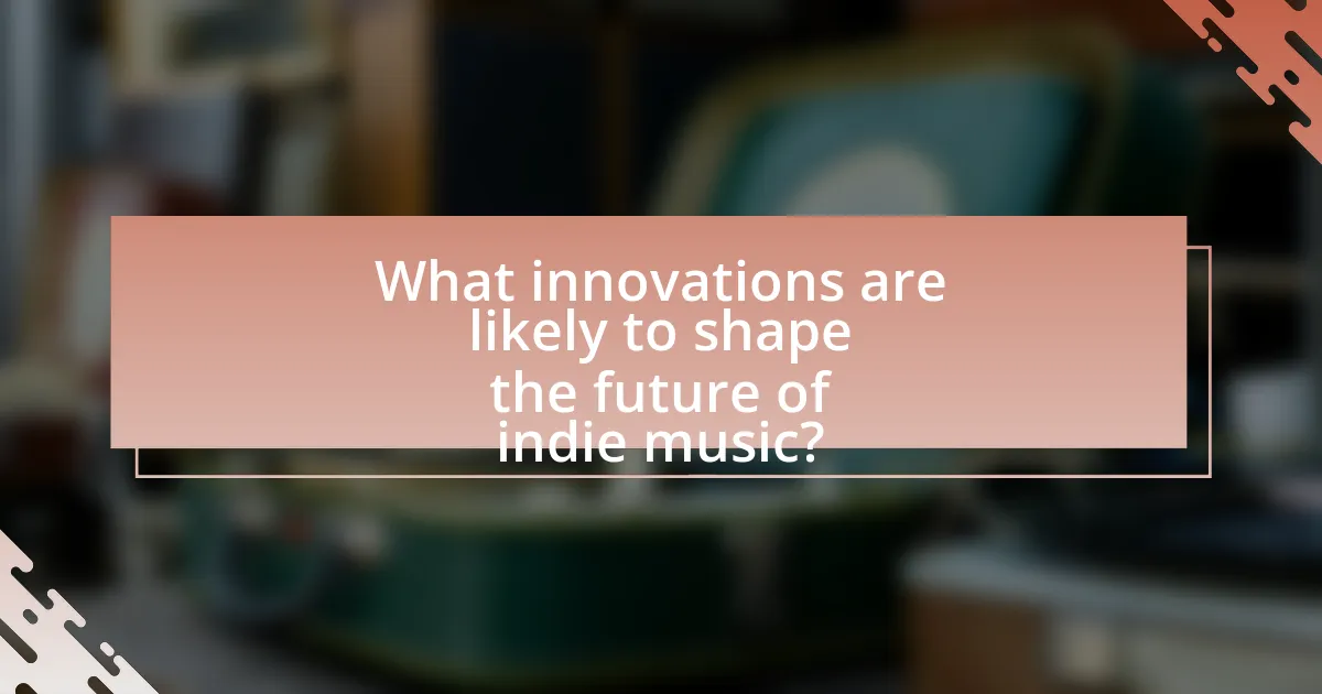 What innovations are likely to shape the future of indie music?