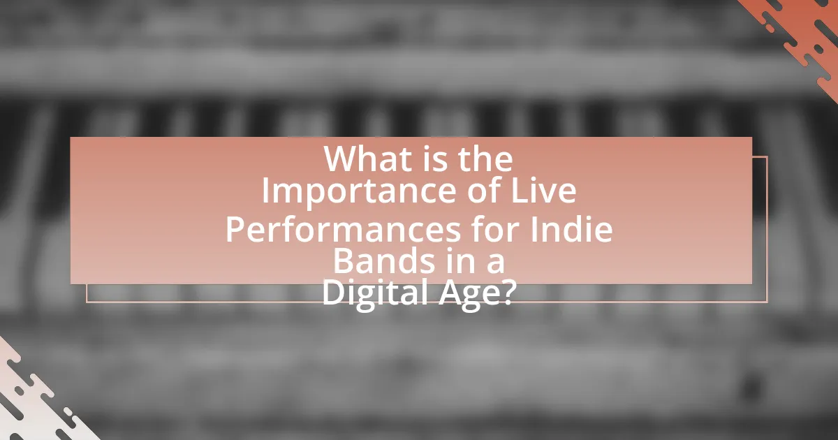 What is the Importance of Live Performances for Indie Bands in a Digital Age?